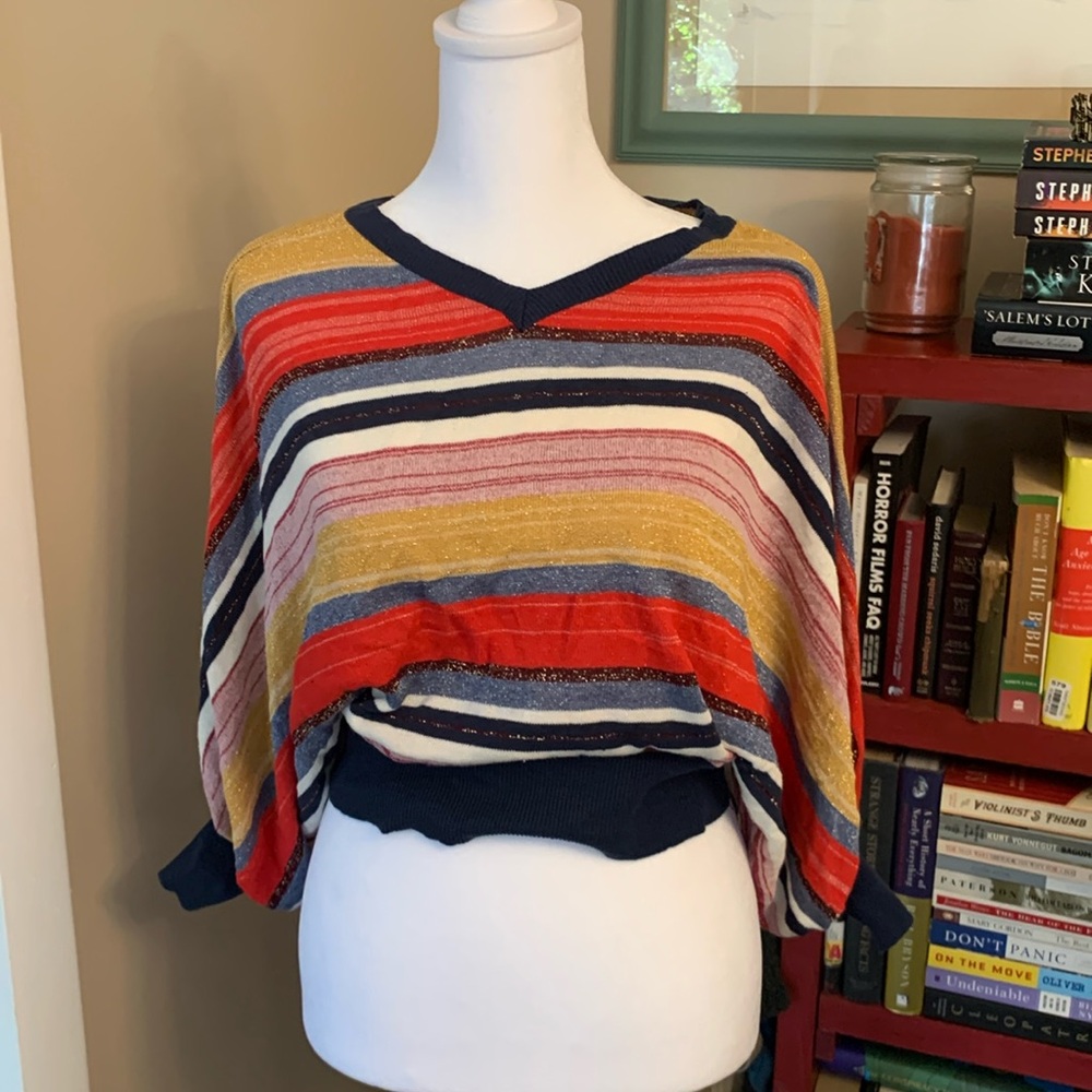 Size small crop top. Stripes and 3/4 sleeves